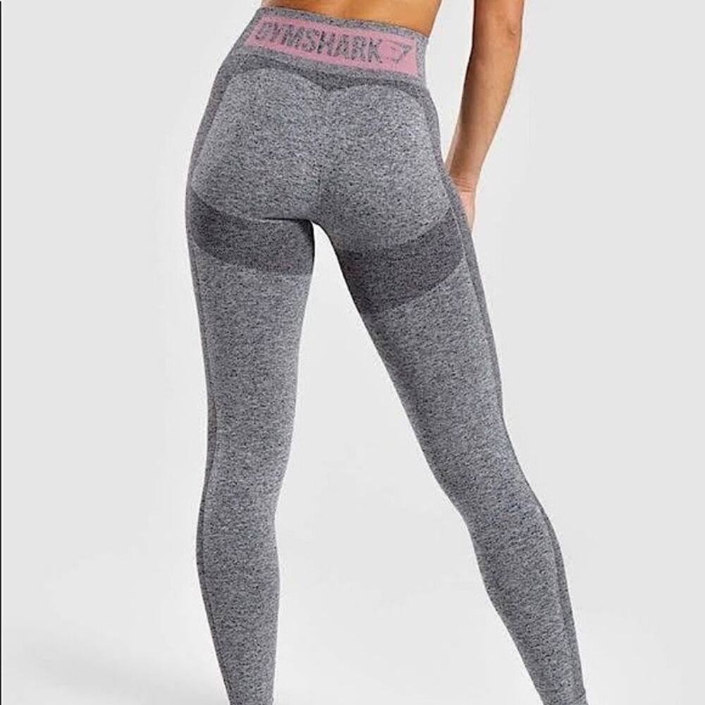 Gymshark Flex Seamless Leggings Gray Pink Small High Waisted Sculpting Workout